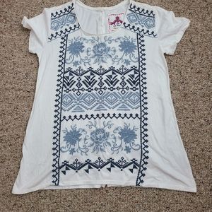 Johnny Was Short Sleeve Embroidered Oversize Top Size Small
